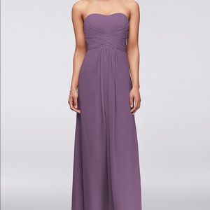David’s Bridal Long Strapless Chiffon Dress